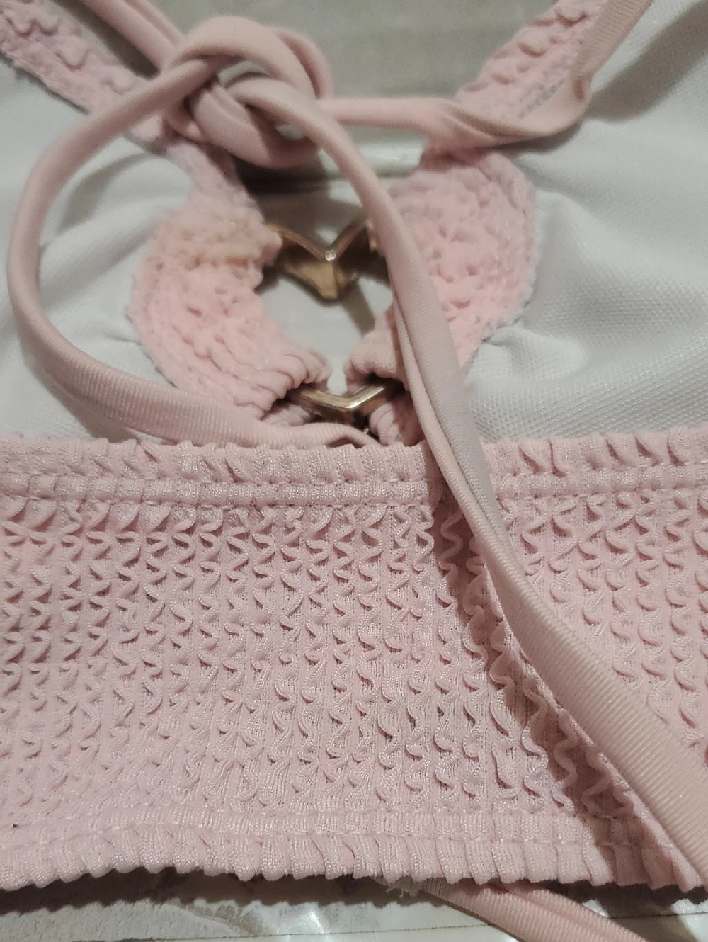 Halter Pink Heart-Accent Knit Vikini Top - Women Intimates & Sleepwear Size S
